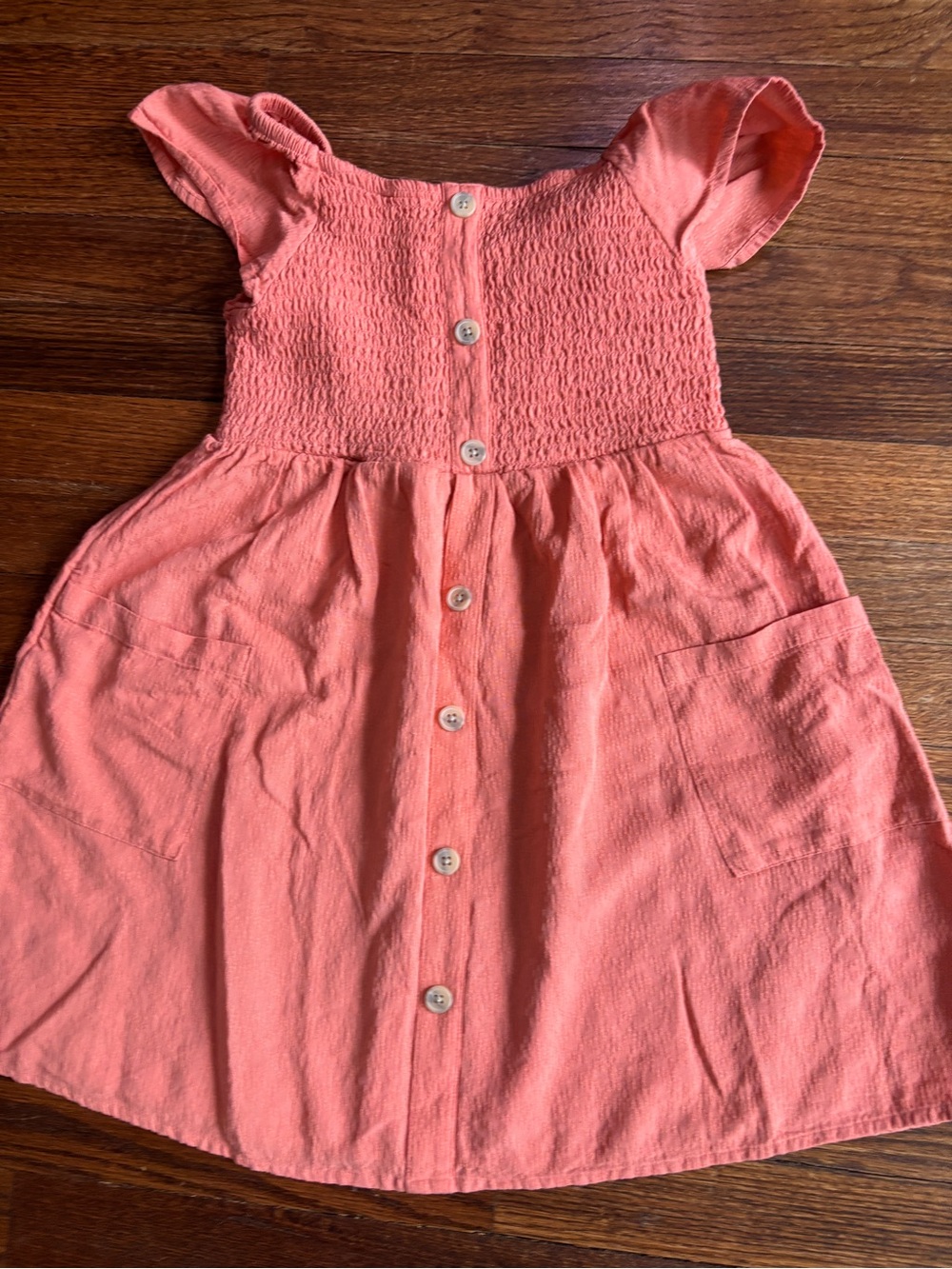 Cat & Jack Coral Button-Front Smocked Dress
